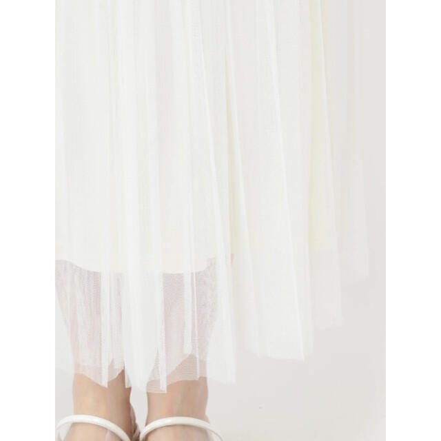 CECIL McBEE(セシルマクビー)の新品！ CECIL McBEE チュール プリーツ スカート ホワイト レディースのスカート(ロングスカート)の商品写真