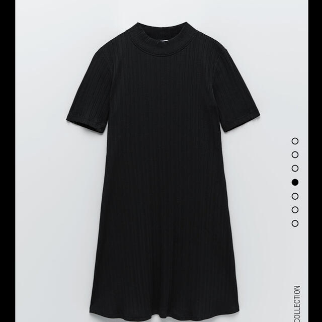 ZARA(ザラ)の<新品未使用><完売品>リブ編みワンピース　ZARA ザラ ワンピース 黒 半袖 レディースのワンピース(ミニワンピース)の商品写真