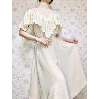 ガニーサックス(GUNNE SAX)の繊細なレースフリルが素敵なヴィンテージワンピース💐(ひざ丈ワンピース)