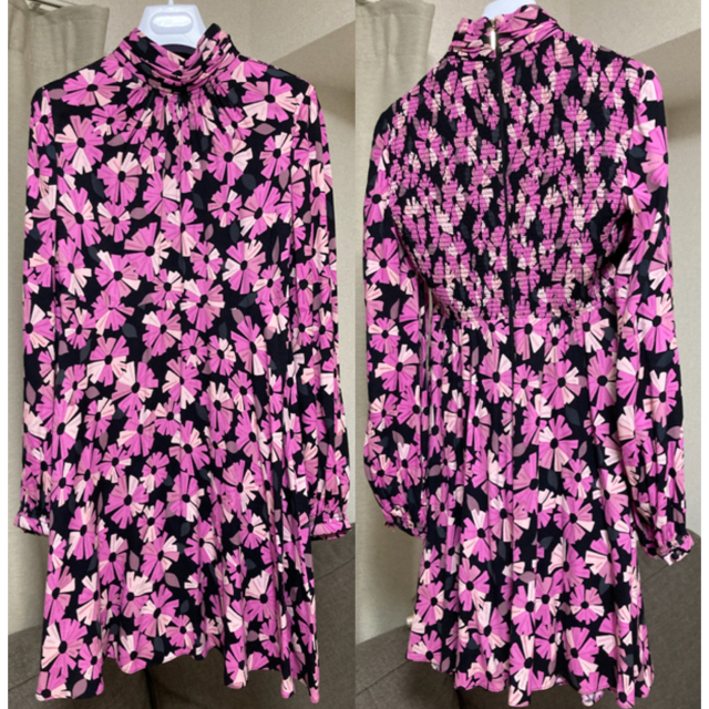 kate spade new york ワンピース ピンクx黒(花柄) 0134625J0032 kate spade NEW YORK - ケイトスペード ワンピース 新品未使用