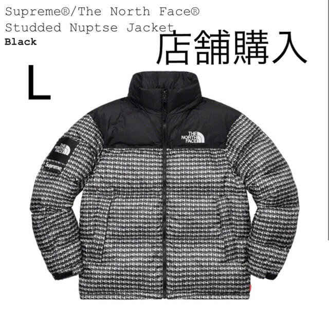 supreme studded nuptse jacket black L