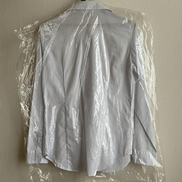 青山(アオヤマ)のスーツ ストライプ シャツ ブラウス 水色 青 レディースのトップス(シャツ/ブラウス(長袖/七分))の商品写真