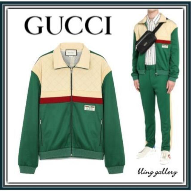 Gucci - グッチ　テクニカルジャージー ジップアップジャケット　グリーン×ベージュ M