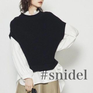 スナイデル(SNIDEL)の#snidel シャツニット/セットトップス/黒/サイズF(シャツ/ブラウス(長袖/七分))