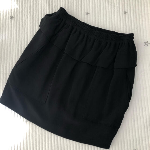 Drawer(ドゥロワー)の美品‼️Drawer/ドロワー　黒シルクスカート レディースのスカート(ひざ丈スカート)の商品写真