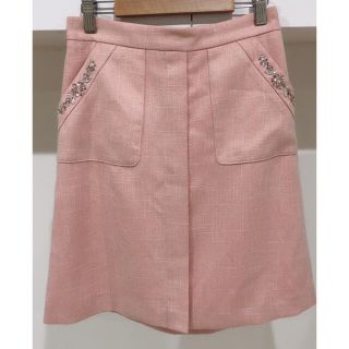 プロポーションボディドレッシング(PROPORTION BODY DRESSING)のビジュー付き　ピンクスカート(ミニスカート)