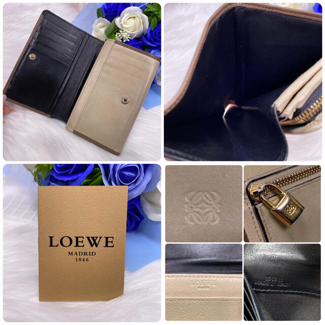 ✨中美品✨LOEWE ロエベ アナグラム コンパクトウォレット 2つ折り 財布