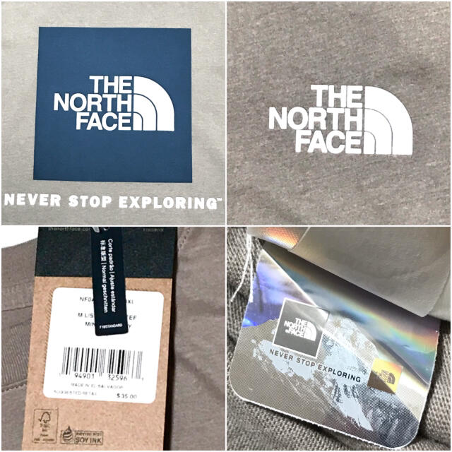 THE NORTH FACE(ザノースフェイス)の最大 ♪ 新品 ノースフェイス BOX NSE ロンT グレー 5XL メンズのトップス(Tシャツ/カットソー(七分/長袖))の商品写真