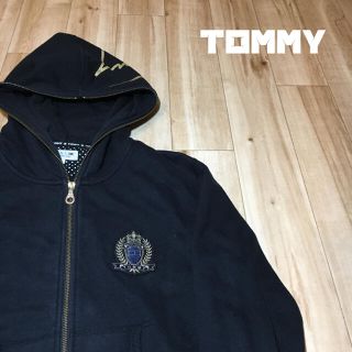 トミー(TOMMY)のトミー tommy パーカー スウェット L ジップアップ 黒 デザイン(パーカー)