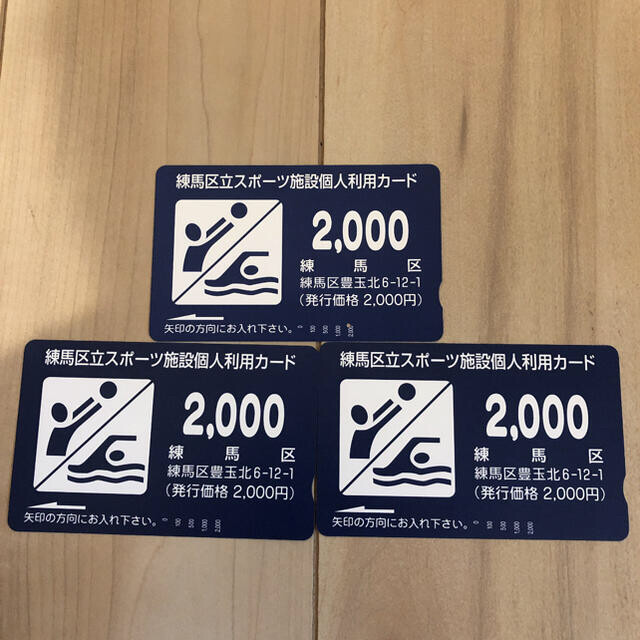 確認画面☆練馬区立スポーツ施設個人利用カード☆3枚