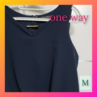 ワンウェイ(one*way)のone way♡ノースリーブオールインワン 透ける心配なし M ネイビー(オールインワン)