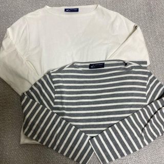 セントジェームス(SAINT JAMES)の【hiron様専用】セントジェームス グレーボーダー ホワイト無地 2枚セット(Tシャツ(長袖/七分))