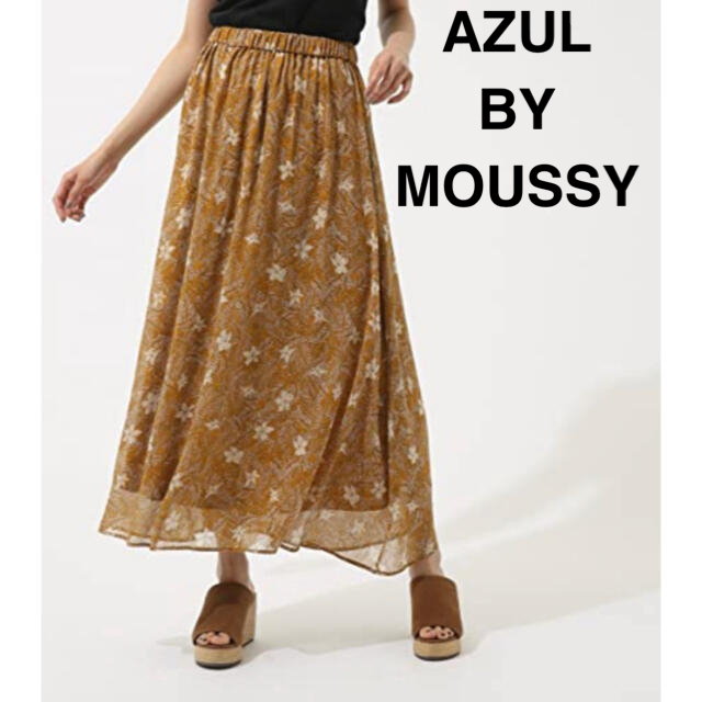 AZUL by moussy(アズールバイマウジー)のAZUL BY MOUSSY  楊柳シフォンプリントギャザー　スカート レディースのスカート(ロングスカート)の商品写真