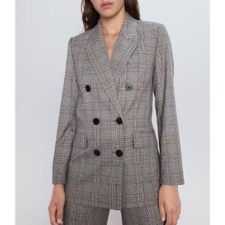 ザラ(ZARA)のZARA ダブルブレストジャケット チェック S(テーラードジャケット)