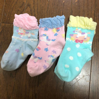 【りぃぽ様】女児靴下 ソックス 3足セット 15〜20cm ユニコーン(靴下/タイツ)