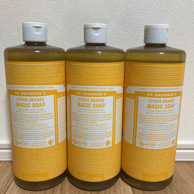 Dr.Bronner(ドクターブロナー)のマジックソープシトラスオレンジ946ml✖️3本セット コスメ/美容のボディケア(ボディソープ/石鹸)の商品写真