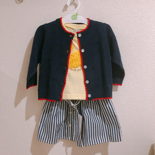 りんご様専用です♡高見え♡立体チュールのフルーツTシャツ キッズ/ベビー/マタニティのベビー服(~85cm)(Ｔシャツ)の商品写真