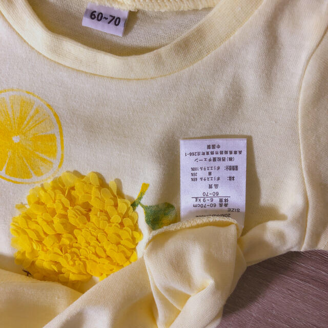 りんご様専用です♡高見え♡立体チュールのフルーツTシャツ キッズ/ベビー/マタニティのベビー服(~85cm)(Ｔシャツ)の商品写真