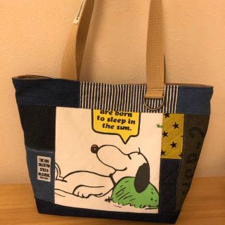 スヌーピー(SNOOPY)のデニムリメイク  トートバッグシーツリメイク スヌーピー トートバッグ(バッグ)