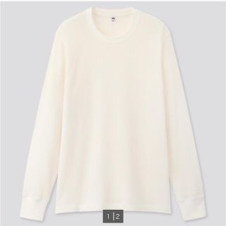 ユニクロ(UNIQLO)のUNIQLO ワッフルクルーネックT ホワイト(Tシャツ/カットソー(七分/長袖))