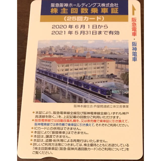 阪急電車　阪神電車　株主回数乗車証　25回