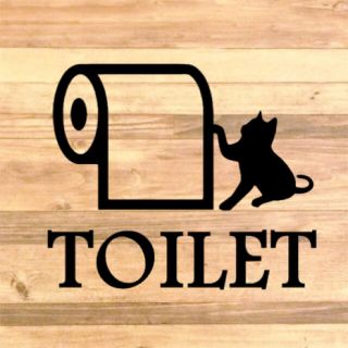 【トイレシール・トイレマーク】猫でトイレサインステッカーシール【ネコ】(トイレ収納)