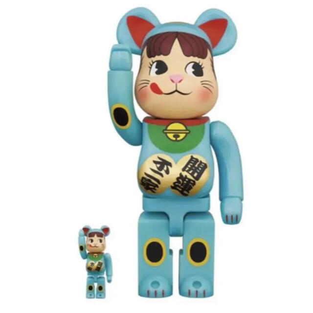 BE@RBRICK 招き猫 ペコちゃん 青蓄光 100％ ＆ 400％