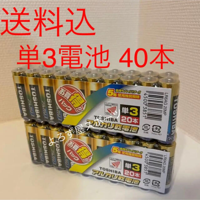 東芝(トウシバ)の東芝 アルカリ乾電池 単3形 20本パック×2 LR6AG20MP(2セット) エンタメ/ホビーのゲームソフト/ゲーム機本体(その他)の商品写真