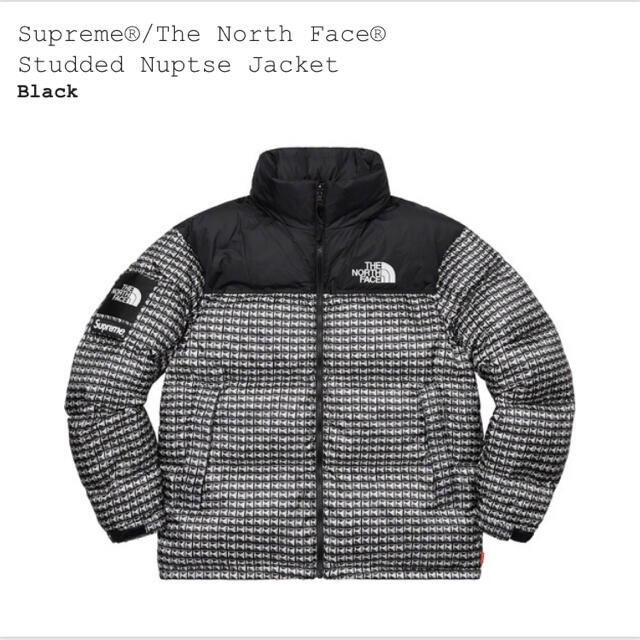 supreme studded nuptse jacket black L