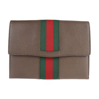 グッチ(Gucci)のGUCCI グッチ シェリーライン トーテム ウェブ ポートフォリオ クラッチバッグ 489619 レザー   ダークブラウン   セカンドバッグ 【本物保証】(クラッチバッグ)