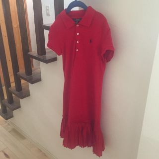 ポロラルフローレン(POLO RALPH LAUREN)のPOLO Ralph Laurenガールズポロワンピース12-14赤(ワンピース)