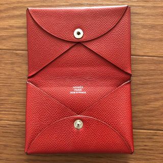 エルメス(Hermes)のエルメス　カードケース　名刺入れ　中古　赤(名刺入れ/定期入れ)