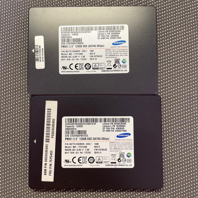 SAMSUNG(サムスン)のSamsung製SSD 2.5インチSATA 128GB 二枚セット スマホ/家電/カメラのPC/タブレット(PCパーツ)の商品写真