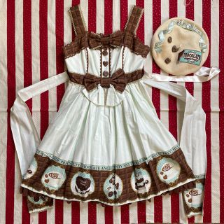 アンジェリックプリティー(Angelic Pretty)のMelty Chocolate ジャンパースカート ミント メルチョコ(ひざ丈ワンピース)