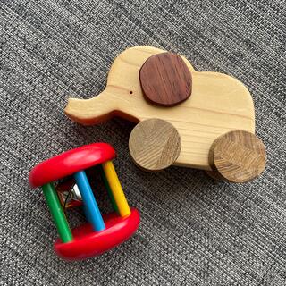 ブリオ(BRIO)のBRIO ブリオ　ラトル　がらがら　ベビー　赤ちゃん　おもちゃ　ゾウ　2点セット(知育玩具)