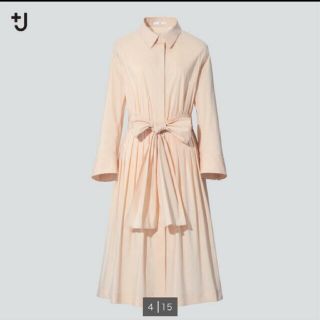 ユニクロ(UNIQLO)のユニクロ +J タックシャツワンピース ナチュラル S(ロングワンピース/マキシワンピース)