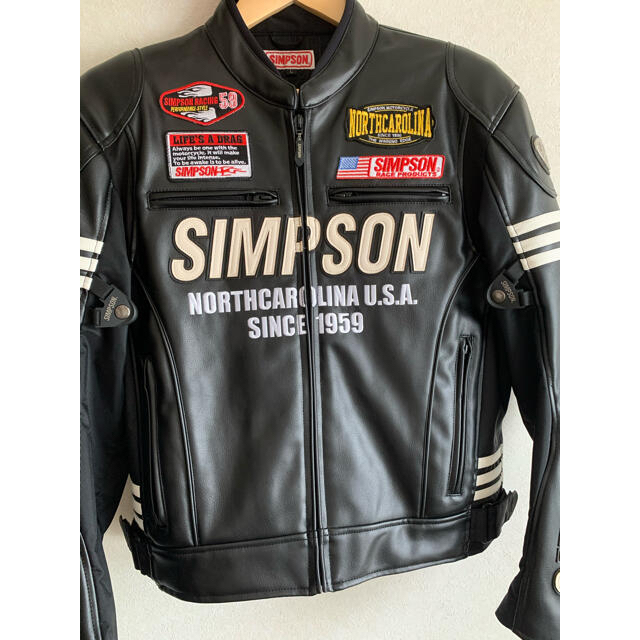 脱着式インナーSIMPSON　レザージャケット　黒　Lサイズ