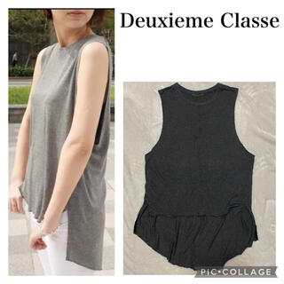 ドゥーズィエムクラス(DEUXIEME CLASSE)のドゥーズィエムクラス Back Long Tシャツ グレー ノースリーブ(Tシャツ(半袖/袖なし))
