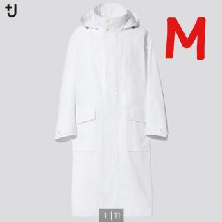 ユニクロ(UNIQLO)のユニクロ　+J オーバーサイズフーデッドロングコート　Ｍ　白　white(その他)