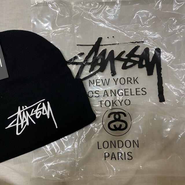 STUSSY(ステューシー)のストゥーシー ニット帽 stussy 黒 新品 メンズの帽子(ニット帽/ビーニー)の商品写真