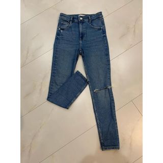 ザラ(ZARA)のZARA ハイウエスト　ダメージスキニー☆極美品　36(デニム/ジーンズ)