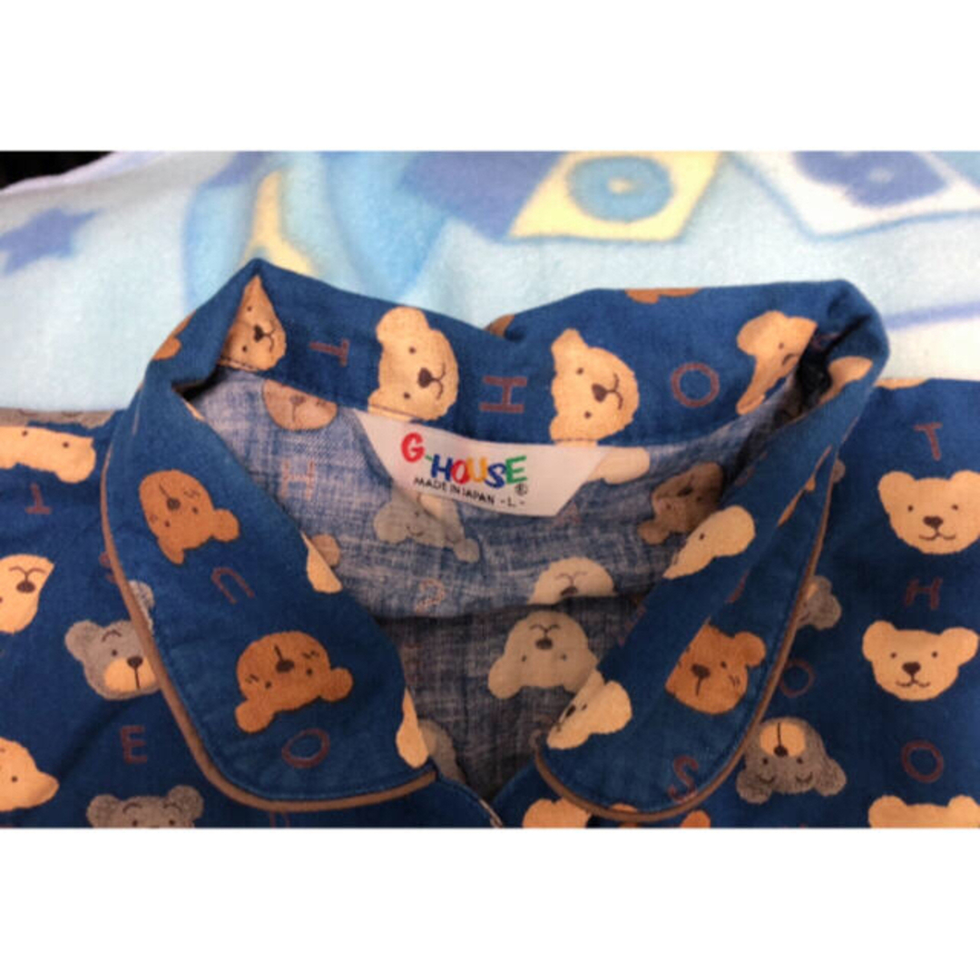 Spank!(スパンク)のくまさん♡パジャマシャツ♡紺色♡ネイビー♡ファンシー♡レトロ♡90s♡古着 レディースのトップス(シャツ/ブラウス(長袖/七分))の商品写真