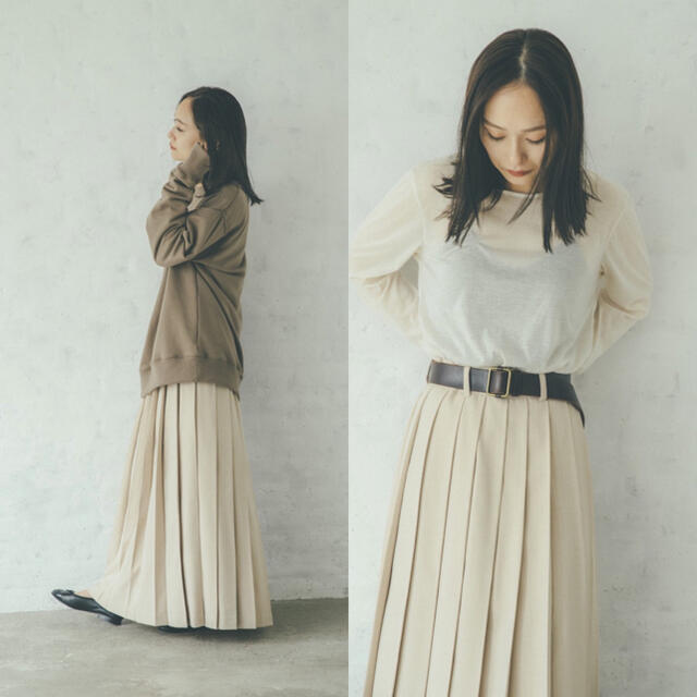 hella新品pleats volume skirt - light beige