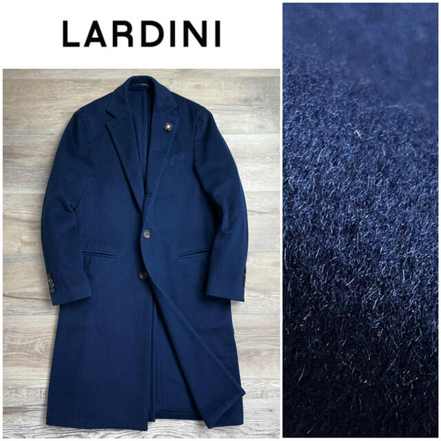 LORO PIANA(ロロピアーナ)のA42★美品 ラルディーニ カシミヤチェスターコート 46 ネイビー カシミア メンズのジャケット/アウター(チェスターコート)の商品写真