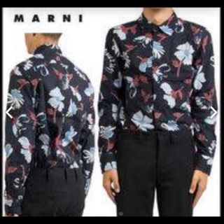 MARNI リーフ柄シャツ　紫　48 長袖