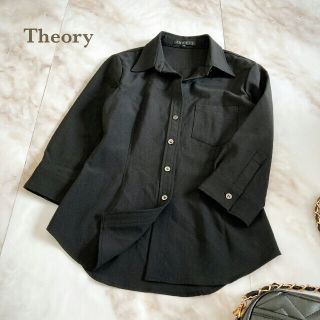 セオリー(theory)の美品 セオリー theory シャツ 黒 ブラック 七分袖 ブラウス 美ライン(シャツ/ブラウス(長袖/七分))