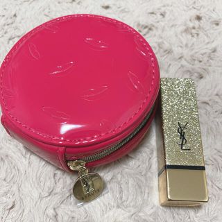 イヴサンローランボーテ(Yves Saint Laurent Beaute)の【イヴ・サンローラン】YSL 口紅　1　ポーチ　ピンク　ほぼ新品未使用(口紅)