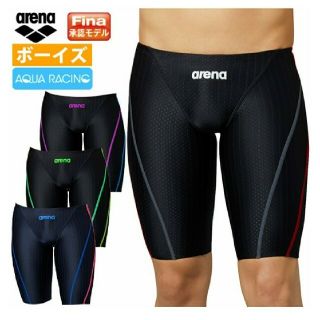 アリーナ(arena)のarena アリーナ 男子競泳水着 150cm Fina承認 ブラック×レッド(マリン/スイミング)