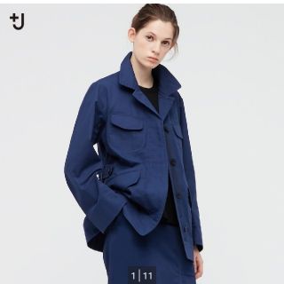 ユニクロ(UNIQLO)の未使用★完売ユニクロ＋JコットンリネンサファリジャケットLミリタリーGUダウン(ミリタリージャケット)