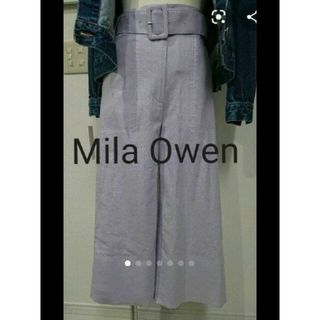 ミラオーウェン(Mila Owen)の新品未使用タグ付き☆ミラオーウェン ベルト付きステッチクロップドワイドパンツ(クロップドパンツ)